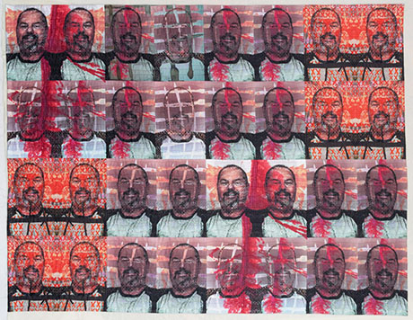 A collage of multiple portraits arranged in a grid, showcasing various vibrant patterns and colors in the background. A collage of multiple portraits arranged in a grid, showcasing various vibrant patterns and colors in the background.