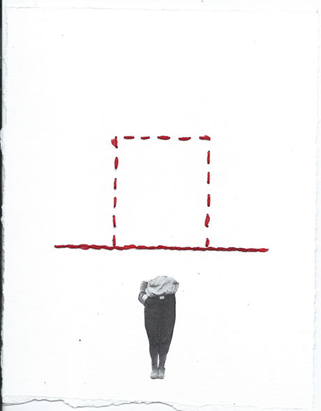 A black-and-white figure with a covered face stands below a floating red square made of dashed lines, evoking a sense of mystery and confinement. A black-and-white figure with a covered face stands below a floating red square made of dashed lines, evoking a sense of mystery and confinement.