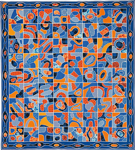 orangeBlueMosaic460 orange and blue mosaic quilt from quilt nihon exhibition